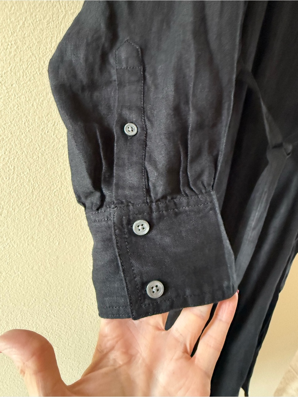 J. Crew Black 100% Linen Long Sleeve Maxi Dress with Waist Tie - Picture 3 of 8
